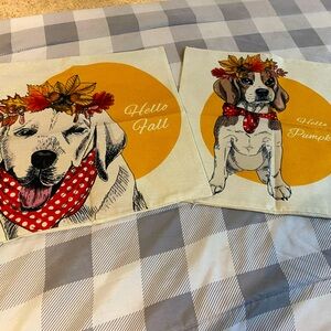 2 Fall Throw Puppy Pillow Cases